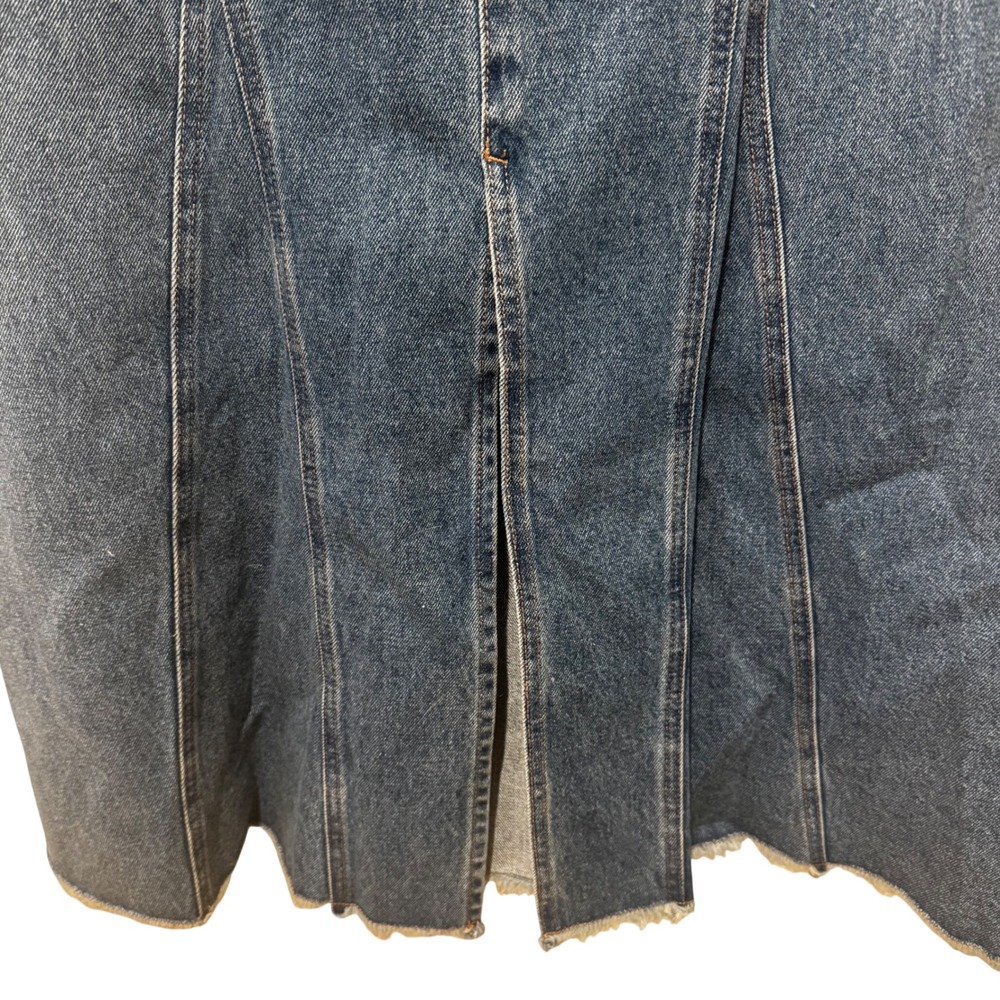 Natural Life Womens Denim Midi Skirt Blue NWT Paneled Frayed Hem size 8 - Picture 7 of 10